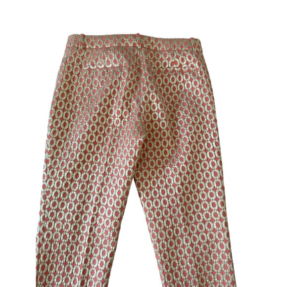J CREW Collection Gold Coral Holiday Straight Ankle Pants Size 4 - Picture 7 of 15